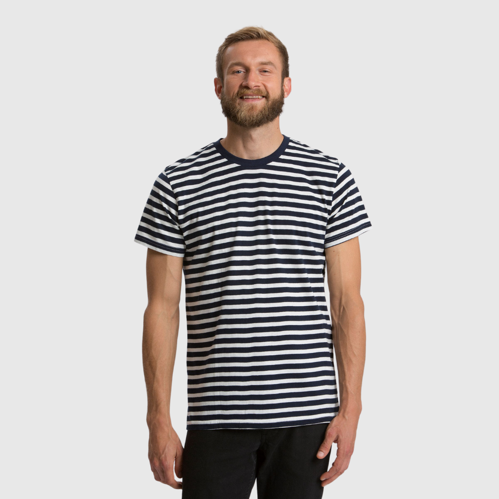 Neutral Organic Cotton Fit T-Shirt White Stripe - Aplomb Menswear Galway