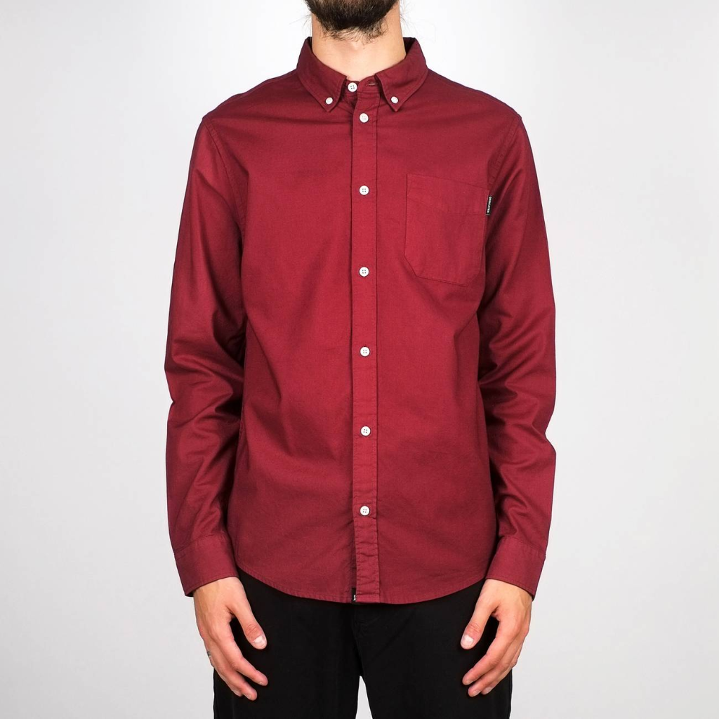 Dedicated Varberg Oxford Shirt Burgundy - Aplomb Galway